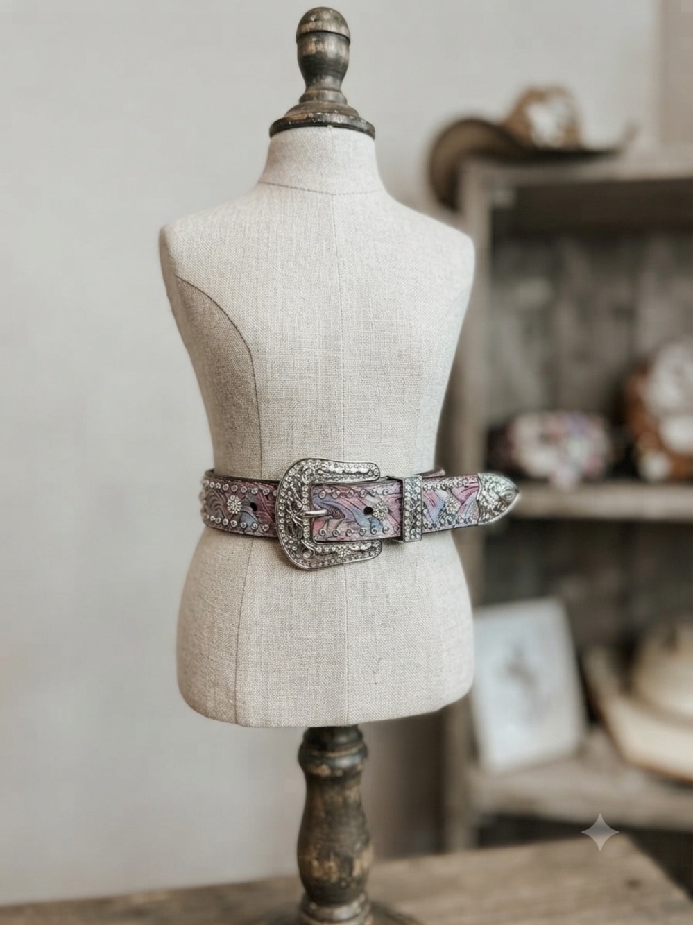 Angel Ranch Girl’s Embossed Pink Floral Western Belt with Silver Buckle